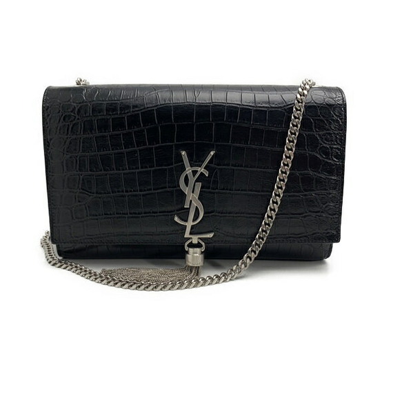 Saint Laurent Chain Shoulder Tassel Paris Curco Style Kate Leather Black - Picture 1 of 9